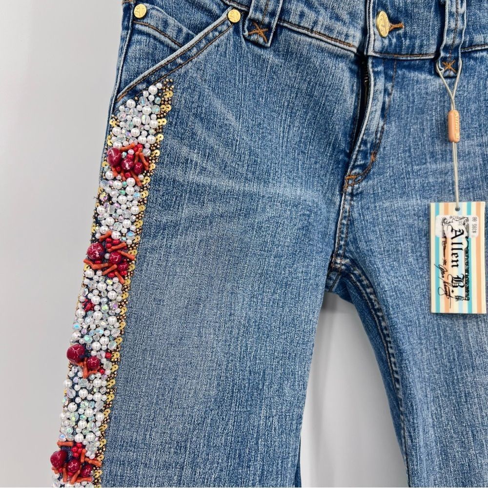 Allen B Jeans Denim Embroidered Blue New - Picture 4 of 13